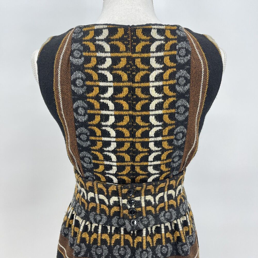 Vintage S Howard Hirsh California Woven Wool Tapestry Dress Leather Belt Sm Med - Picture 6 of 12